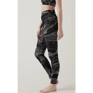 Athleta Aurora Shine Seamless Leggings Black Marble High Rise